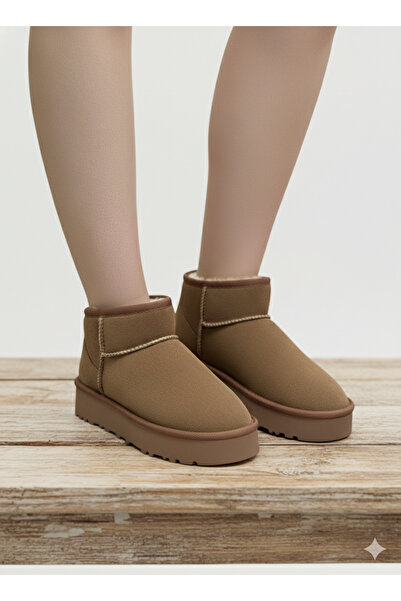 modewelt Yüksek Taban Mini Süet Tüylü kadın Bot-vizyon