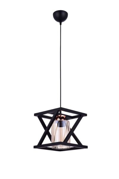 LBX LİGHTİNG BOX Yıldız Home Z Profil Tekli Siyah-Bakır Bal Camlı Avize