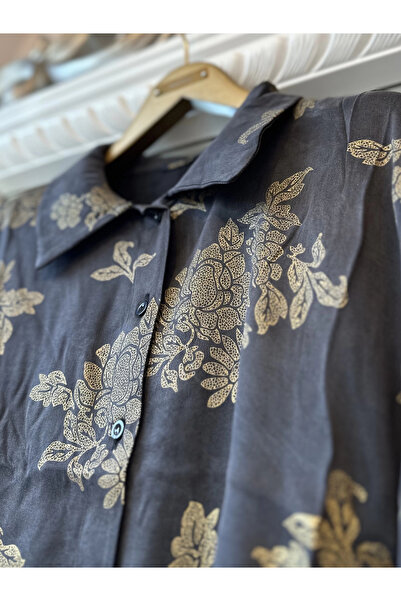 Invee Златна риза с флорални мотиви от модал