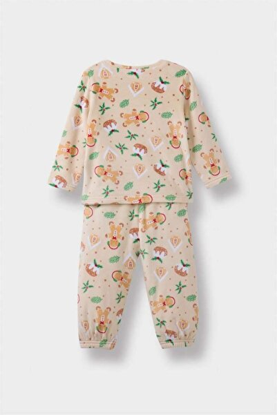 DeFacto Baby Boy Pajama Set New Year Themed Long Sleeve Velour Top Long Bottom (25 Wn)