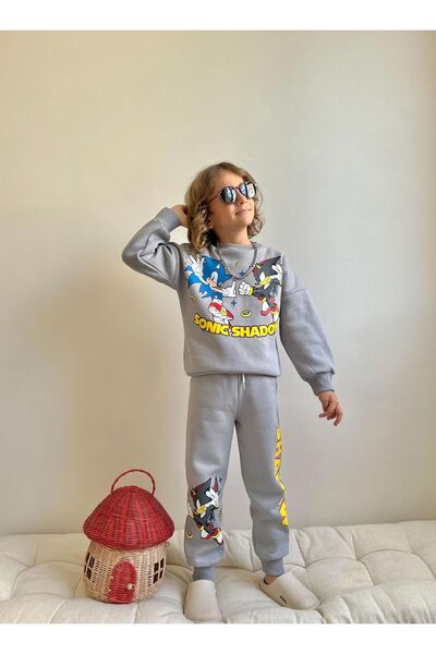 MİLAYS LİFE HOME COLLECTİON Σετ χειμερινής φόρμας για αγόρια 3 κλωστών 100% βαμβακερό χοντρό βαμβακερό χρωματιστό