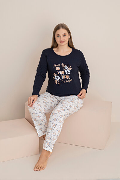 rindahomewear Plus Size Single Jersey Long Sleeve Pajama Set