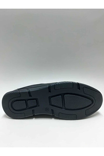 FOREX Genuine Leather Diabetic Orthopedic Black Laceless Comfortable Anatomical Winter Men's Shoes