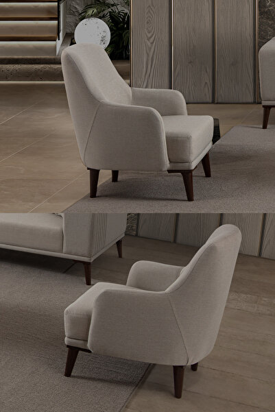 EDSY HOME Regnar Keten Berjer Krem Tekli Koltuk