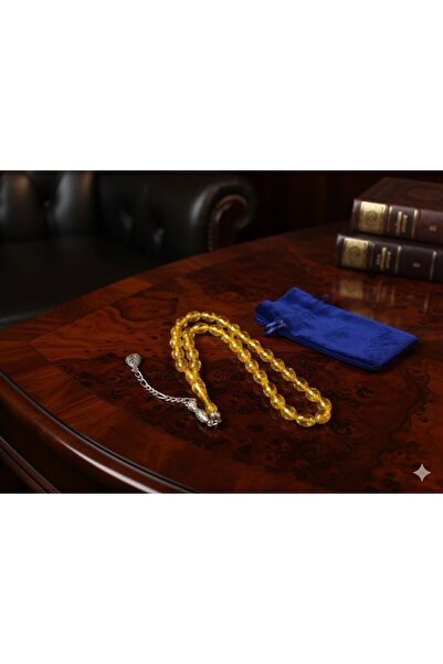 Anemore Collection سبحة زجاجية على شكل طائرة – لون أصفر، قطع بيضاء