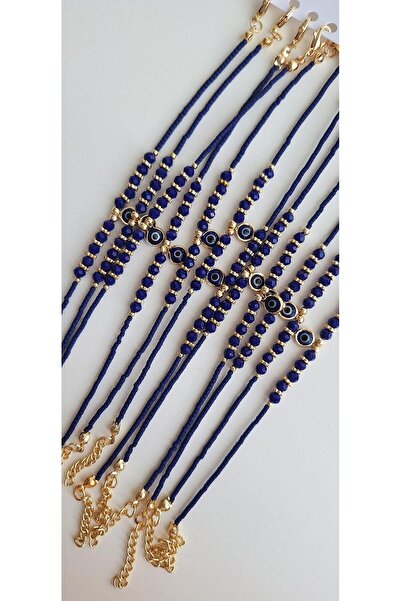 Svc Aksesuar Gift Evil Eye Beaded Bracelet - Navy Blue