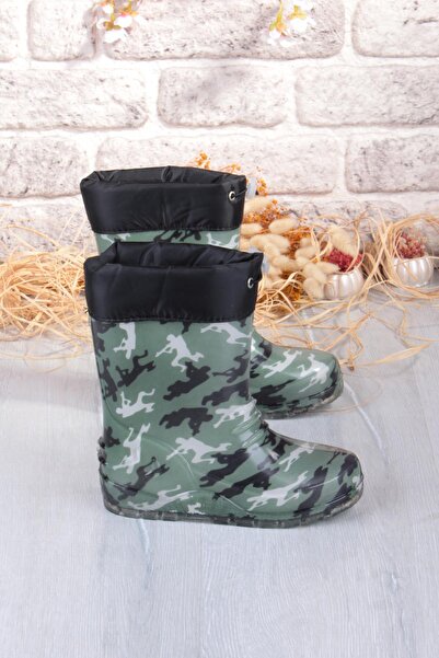 fort 7061 Waterproof Boys' Snow Rain Boots with Soldier Figures and Plush Inside
