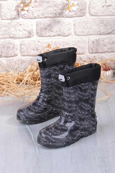 fort 7061 Yarasa Figürlü İçi Peluşlu Su Geçirmez Erkek Çocuk Kar Yağmur Çizmesi