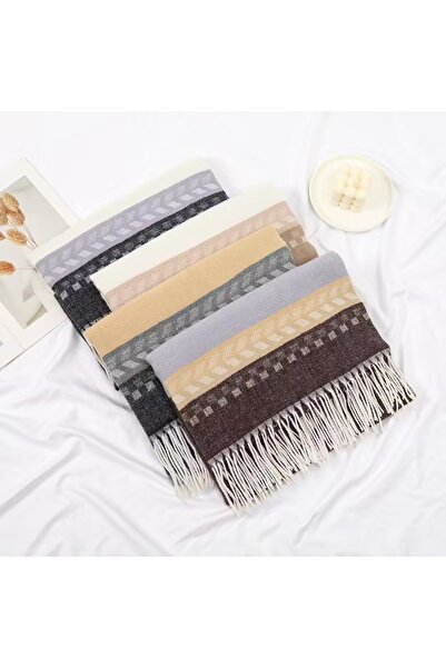 STS Women's winter scarf, a soft and warm blend of acrylic, wool, and faux cashmere with a geometric jacquard pattern.