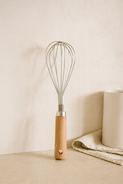 Bohemian Natural Wooden Handle Stainless Steel 2-Piece Whisk Set