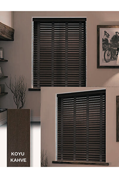 YS PERDE TASARIM Wooden Blinds %100 Doğal Ahşap Jaluzi Perde 50mm,Alüminyum K...