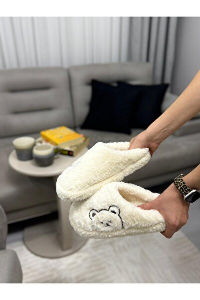 GROSTER SPOR Γυναικείες παντόφλες εσωτερικού χώρου με βελούδινο σχέδιο αρκουδ...