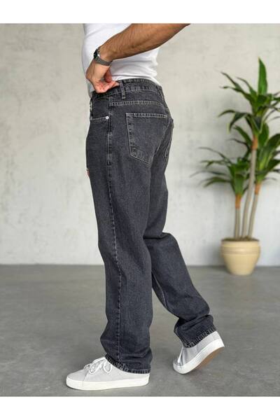 NO61 MAN Baggy Rahat Kalıp Siyah Antrasit Eskitme Kot Pantolon