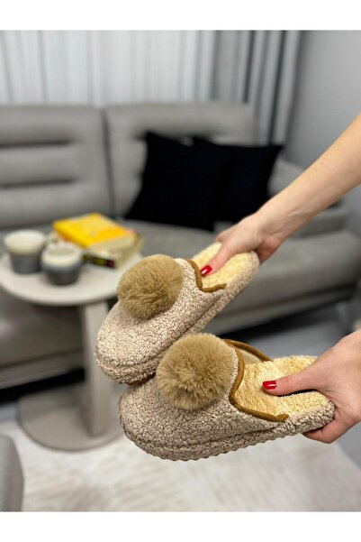 GROSTER SPOR Papuci de casă pentru femei, cu pompon, îmbrăcăminte elegantă, p...