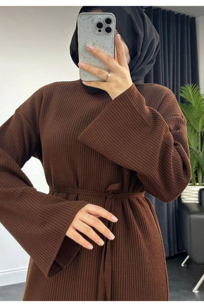 Gülce moda Bağlamalı Oversize Triko Elbise Geniş Kol