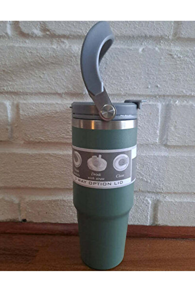 Generic A 30oz insulated stainless steel sports water bottle with a handle, straw, and lid! A leak-proof, do