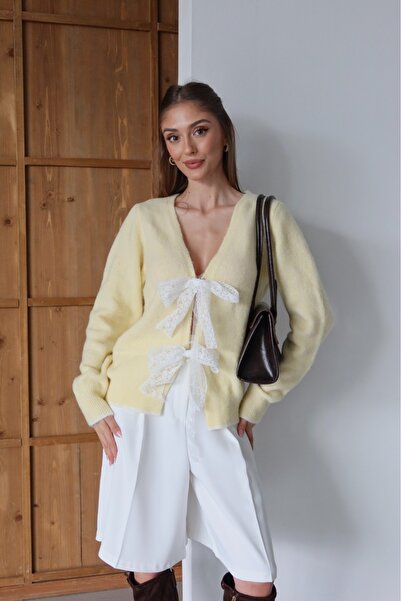 AÈC PRIVÈ Women's New Season Premium Quality Pinterest Lace-Up Soft Cardigan 777