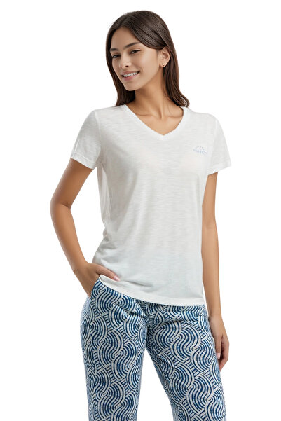 Soweto Women's V-Neck Short Sleeve 2-Piece Loungewear Set – Stylish and Comfortable Regular Fit