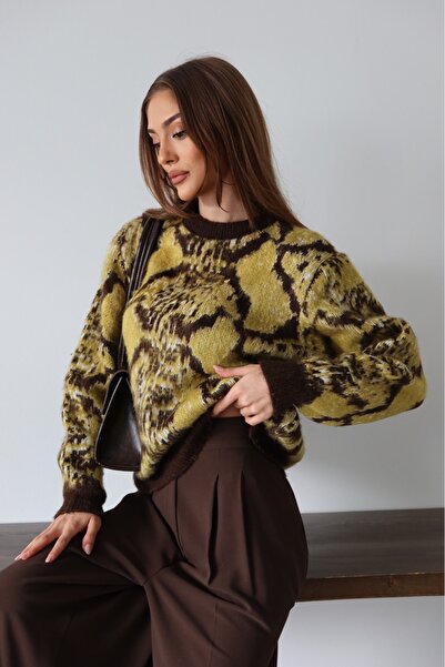 AÈC PRIVÈ Women's New Season Premium Quality Soft Textured Leopard Patterned Sweater 777