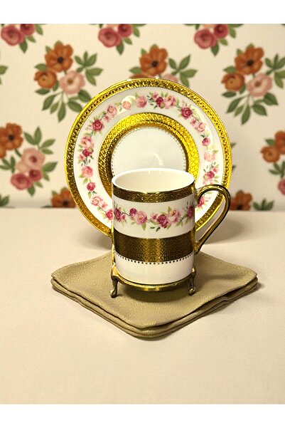 Kosova Yeni Tasarım Silindir Çiçekli Kahve Fincan Takımı Rsy-243