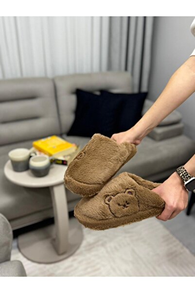 GROSTER SPOR Teddy Bear Patterned Plush Women's House Slippers Winter Woolen ...