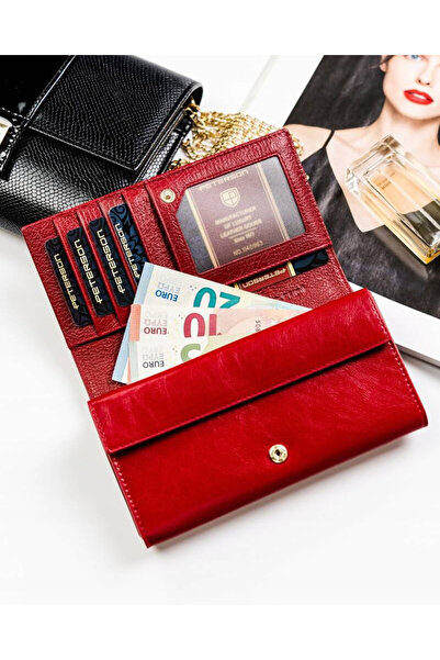 Other Red leather women's wallet with flap - Peterson