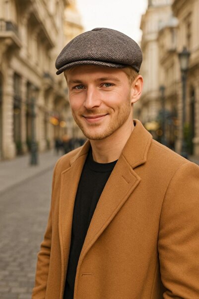 FELLMENS Pălărie pentru bărbați din cașmir cu model maro