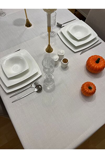 Zeren Home Zelotus Lace Detailed Carefree Tablecloth, Handcrafted French Lace Unlined Off-White