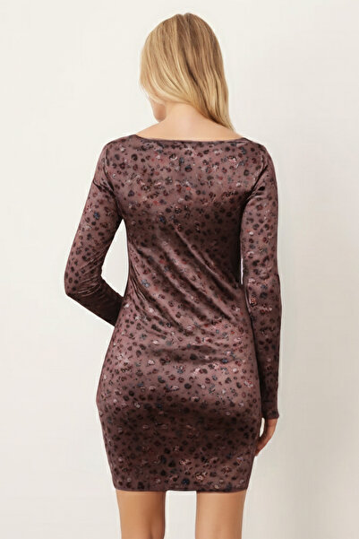 armonika Women's Mink Floral Velvet Dress Arm-26K136052