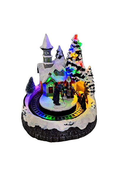 velve Decoratiune de Craciun, ''Sat luminos in Ajun de Craciun", cu tren in m...