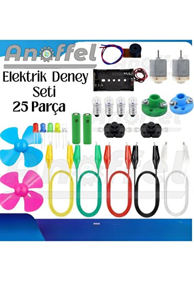 Anoffel ELEKTRİK DENEY SETİ 25 PARÇA DC MOTOR DENEY SETİ VE PARALEL VE SERİ D...