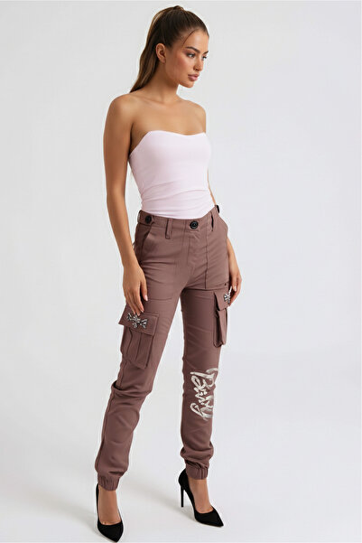 armonika Women's Mink Pockets Stone Detailed Cargo Pocket Pants Arm-26K136020