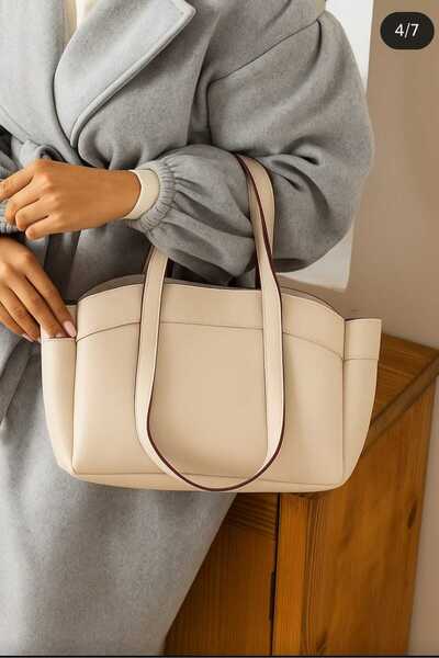 ÖZÜM TAKI Women's Cream Shoulder Bag