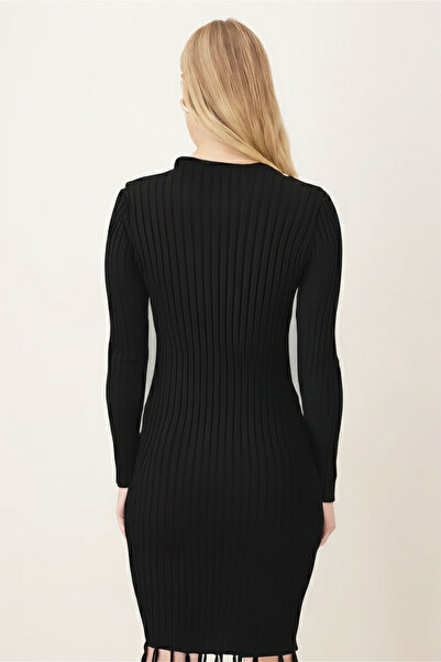 armonika Women's Black Tassel Trim Knit Dress Arm-26K136028