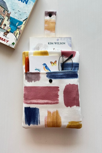 Outlet Çarşım Linen Book Cover with Pockets Book Organizer Padded Fabric Wate...