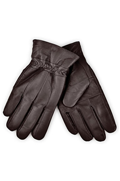 Harssidanzar Genuine lambskin leather gloves for men, synthetic fur, for touchscreen and driving, M