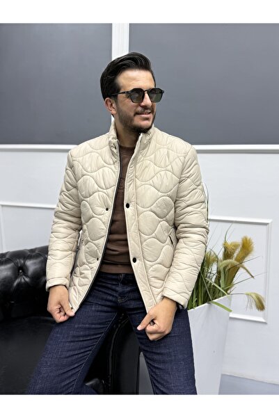 Avni Ceylan Men's Quilted Coat with Stitching Detail