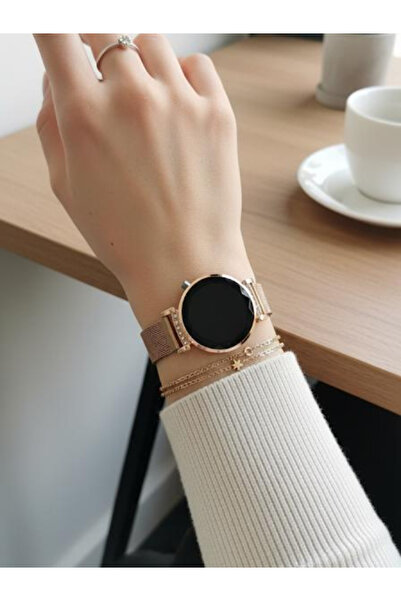 Hilalin Dünyası Çelik Ayarlanabilir Mıknatıslı Kordon Rose Gold Dijital Kadın...