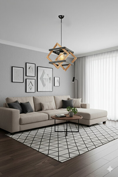 Zümra Ahşap Salon Cafe Hol Balkon Için Ahşap Avize