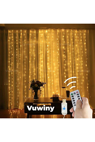 Vuwiny USB Kumandalı Perde Asma Aparatlı Dekoratif 8 Modlu Günışığı Peri LED ...