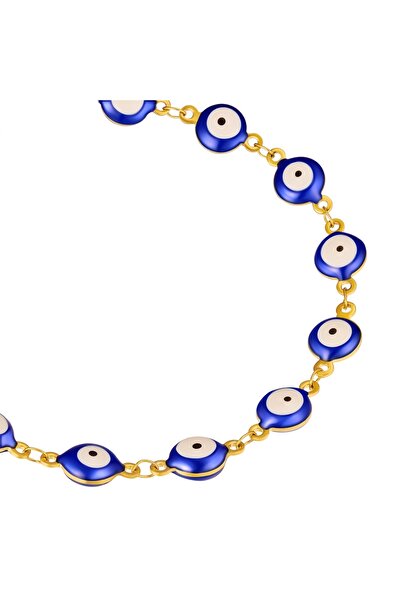 True Rebels Edelstahlarmband Armband Edelstahl gelbgold Emaille blau