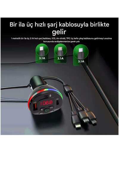 Universal YK Design YK-FT609 Araç Çakmaklık MP3 Çalar Bluetooth FM Transmitter