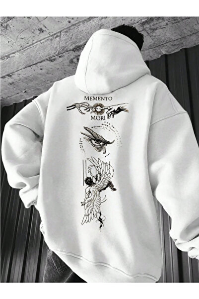 Revasser Unisex Erkek/Kadın MEMENTO Renkli Özel Baskılı Pamuklu Oversize Kapü...