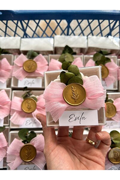 Stone Store Nişan Nikah Düğün Bebek Mevlüt Doğum Günü Etiketli Okaliptus Mühür Süsleme Mum 10 Adet Burgu Model