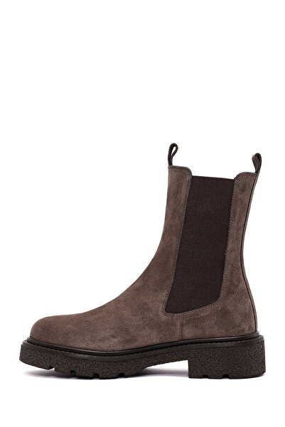 Derimod Kadın Vizon Kalın Tabanlı Süet Deri Chelsea Bot 25WFD511610