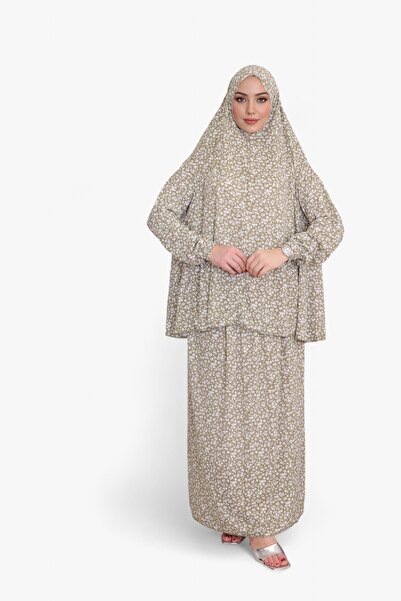DAKKA KADİMA Namaz Elbisesi Jarse Desanli Two Piece Haki