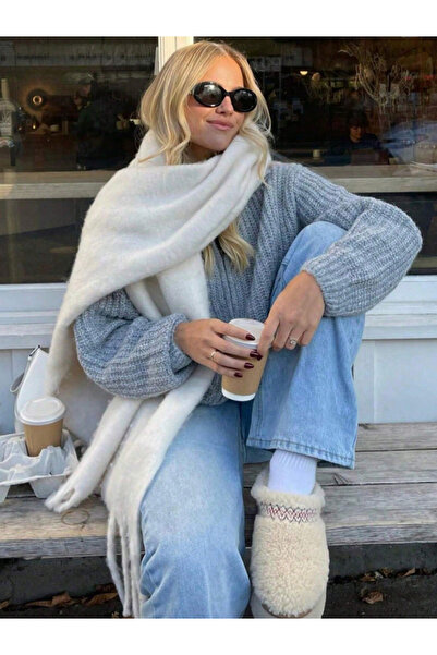 CSR AKSESUAR Puffy Ecru Scarf Shawl Shoulder Wrap