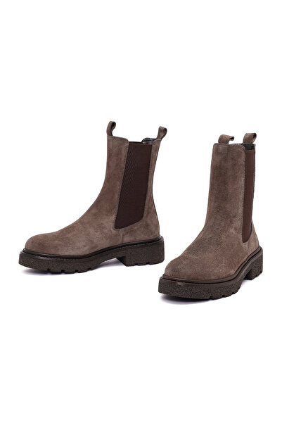 Derimod Kadın Vizon Kalın Tabanlı Süet Deri Chelsea Bot 25WFD511610