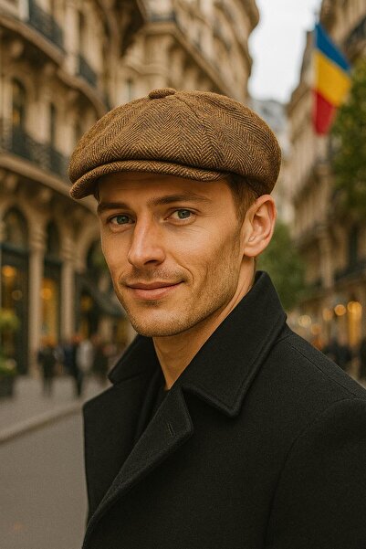 MARBERRY Căciulă pentru bărbați din cașmir cu model Camel Kılçıllı