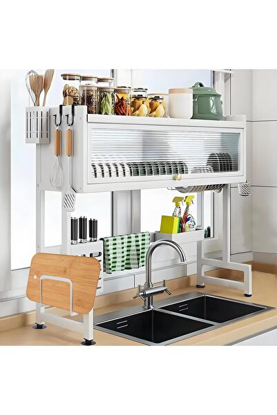 Twinkle Mart Over The Sink Dish Drying Rack, 3-Tier with Cover, Stainless Ste...